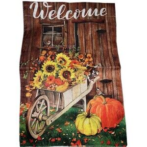 Pumpkin Welcome Flower Fall Garden Flag Double Side Decorative Yard Flag 12“×18”